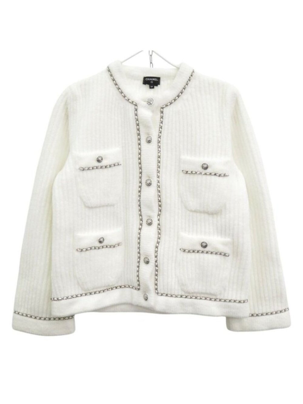 Chanel Lion Button Nylon White Jacket Outerwear 1396